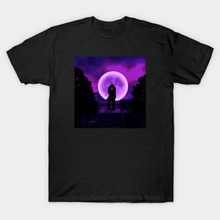 A boy and a girl are standing and making love in the moonlight. T-Shirt